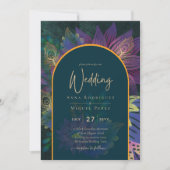 LeahG Green Lila Gold JEWEL TONES Wedding INVITE Einladung (Vorderseite)
