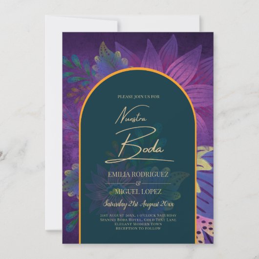 LeahG Green Lila Gold JEWEL TONES Wedding INVITE Einladung (Vorderseite)