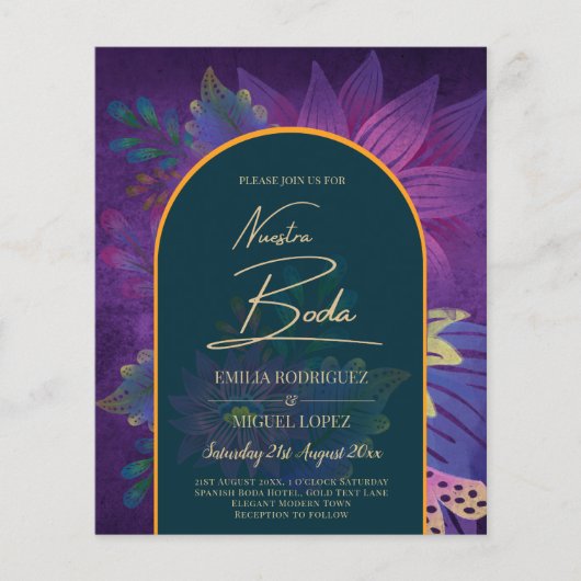 LeahG Green Lila Gold JEWEL TONES Wedding INVITE Flyer (Vorne)