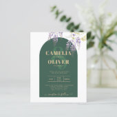 LeahG Green Lila Gold WISTERIA Wedding INVITE (Stehend Vorderseite)