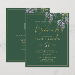 LeahG Green Lila Gold WISTERIA Wedding INVITE