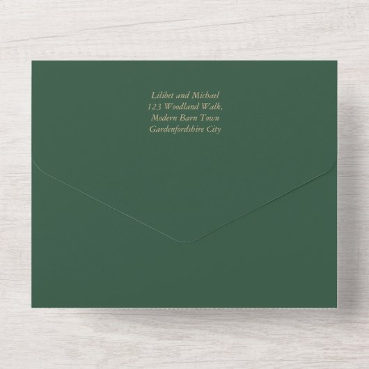 LeahG Green Lila Gold WISTERIA Wedding INVITE All In One Einladung (Rückseite)