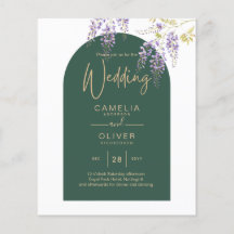 LeahG Green Lila Gold WISTERIA Wedding INVITE
