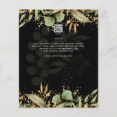 LeahG Greenery Blätter Black Gold Wedding Einladun Flyer (Hinten)