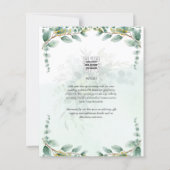 LeahG Greenery Eucalyptus Gold Wedding Invite QR C (Rückseite)