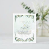 LeahG Greenery Eucalyptus Gold Wedding Invite QR C (Stehend Vorderseite)