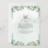 LeahG Greenery Eucalyptus Gold Wedding Invite QR C Einladung (Rückseite)