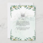 LeahG Greenery Eucalyptus Gold Wedding Invite QR C Einladung (Rückseite)