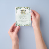 LeahG Greenery Eucalyptus Gold Wedding Invite QR C Flyer (Gruppe)