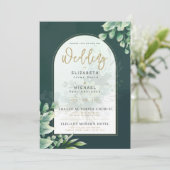 LeahG Greenery Gold FOTO Wedding Einladung (Stehend Vorderseite)