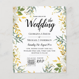 LeahG Greenery Gold Wedding QR CODE UAWG INVITE Flyer