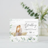 LeahG Greenery Leaves FOTO OVERLAY Wedding Einladu (Stehend Vorderseite)
