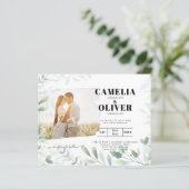 LeahG Greenery Leaves FOTO OVERLAY Wedding Einladu (Stehend Vorderseite)