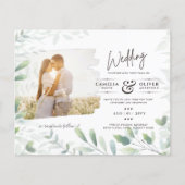 LeahG Greenery Leaves FOTO OVERLAY Wedding Einladu (Vorderseite)