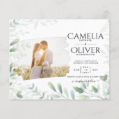 LeahG Greenery Leaves FOTO OVERLAY Wedding Einladu Flyer (Vorne)