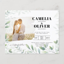 LeahG Greenery Leaves FOTO OVERLAY Wedding Einladu Flyer
