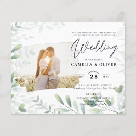 LeahG Greenery Leaves FOTO OVERLAY Wedding Einladu Flyer