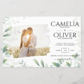 LeahG Greenery Leaves FOTO OVERLAY Wedding Einladu Flyer (Vorne)
