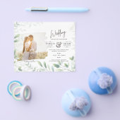 LeahG Greenery Leaves FOTO OVERLAY Wedding Einladu Flyer (Einzeln)