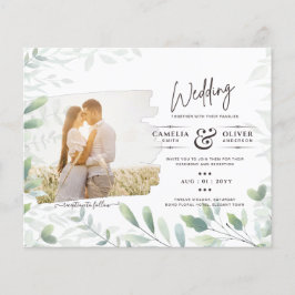 LeahG Greenery Leaves FOTO OVERLAY Wedding Einladu Flyer