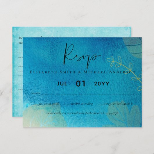 LeahG HAUSHALT Hochzeitsstimmung Ozeanblau UAWG Postkarte (Vorne/Hinten)