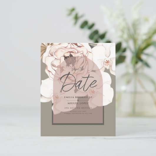LeahG HAUSHALT Moos Blush Wedding Save the Date (Stehend Vorderseite)