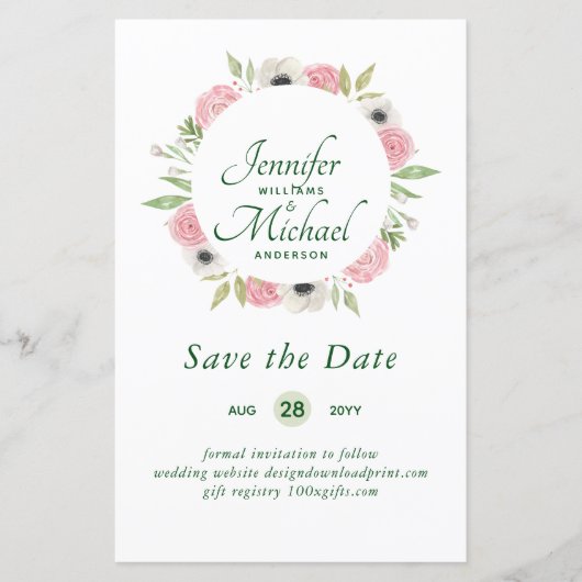 LeahG HAUSHALT Rett Dates Blue Floral Wreath (Vorderseite)