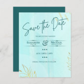 LeahG HAUSHALT Save the Date Aquamarin Gold Abstra (Vorne/Hinten)