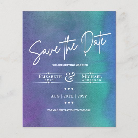 LeahG-HAUSHALT Save the Date Lila Aquamarin (Vorderseite)