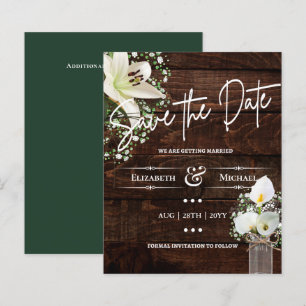 LeahG HAUSHALT Save the Date Rustikale Cala-Lilien