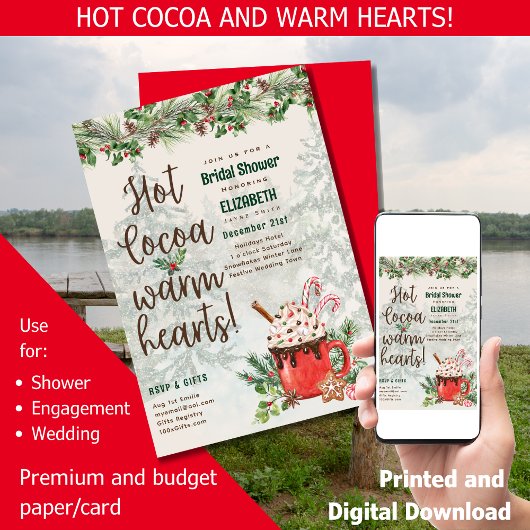 LeahG Hot Cocoa Warm Hearts Winter Brautparty Einladung