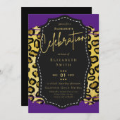 LeahG Hübsch Girly Bachelorette Glam Animal Prints Einladung (Vorne/Hinten)