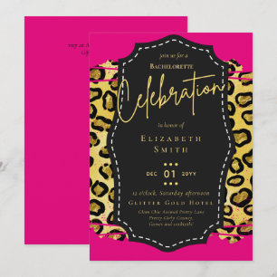 LeahG Hübsch Girly Bachelorette Glam Animal Prints Einladung