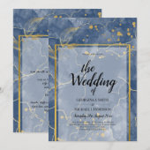 LeahG INK Navy Blue Gold Wedding Einladung (Vorne/Hinten)