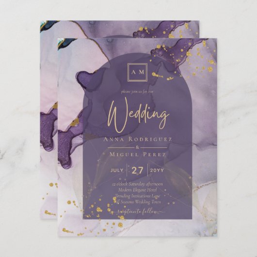 LeahG Ink Ombre Lila Lavender Gold Wedding (Vorne/Hinten)