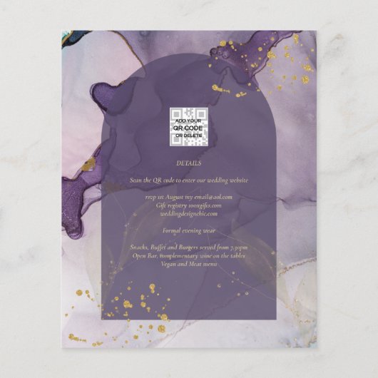 LeahG Ink Ombre Lila Lavender Gold Wedding (Rückseite)