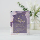 LeahG Ink Ombre Lila Lavender Gold Wedding (Stehend Vorderseite)