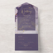 LeahG Ink Ombre Lila Lavender Gold Wedding All In One Einladung (Innen Boden)