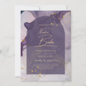LeahG Ink Ombre Lila Lavender Gold Wedding Einladung (Vorderseite)