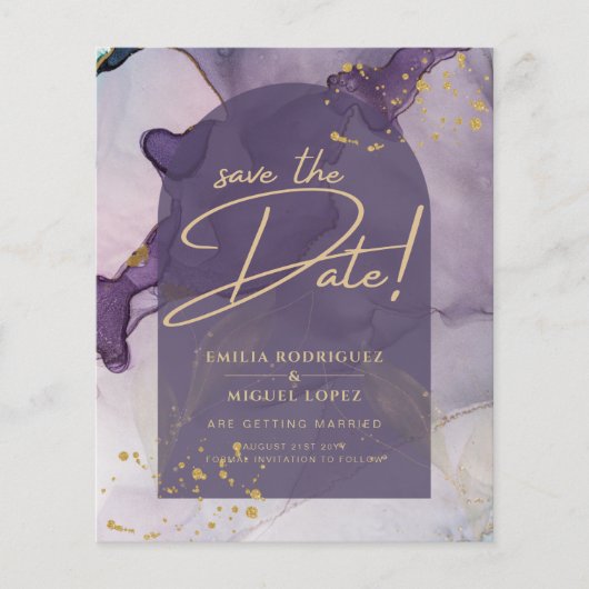 LeahG Ink Ombre Lila Lavender Gold Wedding Flyer (Vorne)