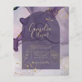LeahG Ink Ombre Lila Lavender Gold Wedding Flyer