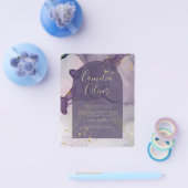 LeahG Ink Ombre Lila Lavender Gold Wedding Flyer (Einzeln)