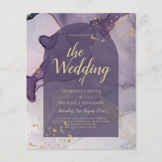LeahG Ink Ombre Lila Lavender Gold Wedding Flyer (Vorne)
