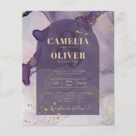 LeahG Ink Ombre Lila Lavender Gold Wedding Flyer