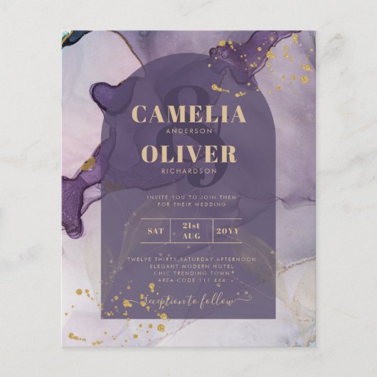 LeahG Ink Ombre Lila Lavender Gold Wedding Flyer (Vorne)