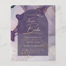 LeahG Ink Ombre Lila Lavender Gold Wedding Flyer