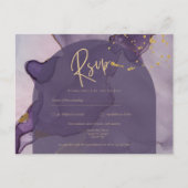 LeahG Ink Ombre Lila Lavender Gold Wedding Postkarte (Vorderseite)