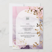 LeahG Ink Ombre Lila Pink Pink Gold Hochzeit Einladung (Rückseite)