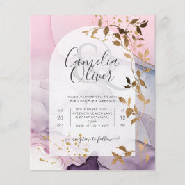 LeahG Ink Ombre Lila Pink Pink Gold Hochzeit Flyer
