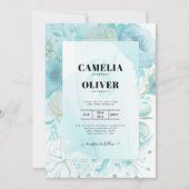 LeahG INK Sea Glass Türkis Aqua Abstrakt INVITE Einladung (Vorderseite)